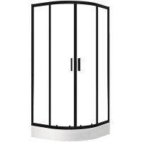 Laveo Bresso kabina z brodzikiem 90x90 cm półokrągła czarny mat/szkło przezroczyste JKDD796Z