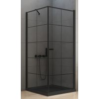 New Trendy New Soleo Black kabina prysznicowa 90 cm kwadratowa prawa czarny półmat/szkło z nadrukiem D-0285A/D-0121B