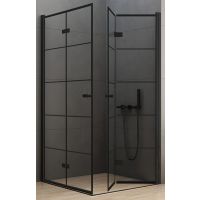 New Trendy New Soleo Black kabina prysznicowa 90 cm kwadratowa czarny półmat/szkło z nadrukiem D-0289A/D-0290A