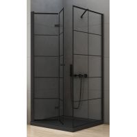 New Trendy New Soleo Black kabina prysznicowa 90 cm kwadratowa lewa czarny półmat/szkło z nadrukiem D-0289A/D-0120B