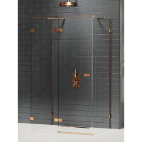 New Trendy Avexa Copper Brushed kabina prysznicowa 100x100 cm kwadratowa przyścienna lewa miedź szczotkowana/szkło przezroczyste EXK-3705