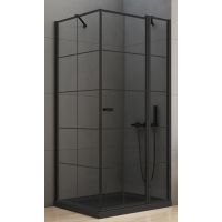 New Trendy New Soleo Black kabina prysznicowa 90 cm kwadratowa prawa czarny półmat/szkło z nadrukiem K-0581