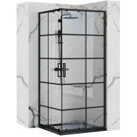 Rea Concept Black kabina prysznicowa 90x90 cm kwadratowa czarny półmat/szkło przezroczyste REA-K5478