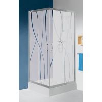 Sanplast TX KN/TX5b-80+Bza kabina prysznicowa 80 cm kwadratowa z brodzikiem srebrny błyszczący/Sitodruk W15 602-271-0221-38-231