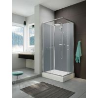 Sanplast Classic II kabina prysznicowa 120x90 cm prostokątna z brodzikiem i zestawem prysznicowym srebrny błyszczący/szkło przezroczyste/srebrne 602-011-0101-38-4S1