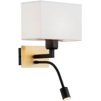 Argon Bill kinkiet 1x15W/1x4,5W biały/mosiądz szczotkowany/ czarny mat 1040