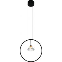 Altavola Design Tiffany lampa wisząca 1x3W czarny mat/satynowe złoto/przezroczysty LA059/P_black