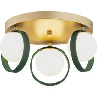 Argon Saturnia lampa podsufitowa 3x6W opal mat/złoty/zielony 6247