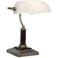 Brilliant Bankir lampa biurkowa 1x60W antyczny mosiądz/biała 92679/31
