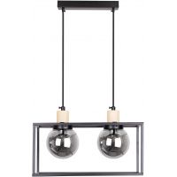 Candellux Retro 2 lampa wisząca 2x40W czarna/drewniana 32-00750
