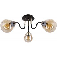 Candellux Unica lampa podsufitowa 3x40W czarno/złota/szkło szare dymione 33-00880