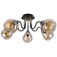 Candellux Unica lampa podsufitowa 5x40W czarno/złota/szkło szare dymione 35-00897
