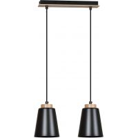 Emibig Bolero lampa wisząca 2x60W czarny/drewno 442/2