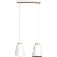 Emibig Bolero lampa wisząca 2x60W biały/drewno 443/2