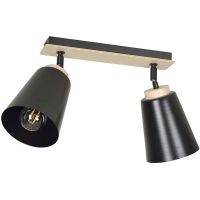 Emibig Atlas lampa podsufitowa 2x60W czarny/drewno 725/2