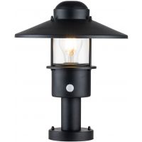 Elstead Lighting Klampenborg lampa stojąca zewnętrzna z czujnikiem ruchu 1x60 W czarna KLAMPENBORG-PED-PIR-BK