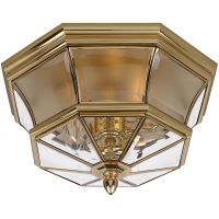 Elstead Lighting Newbury plafon zewnętrzny 3x60 W lakierowany polerowany mosiądz QZ-NEWBURY-F-PB