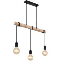 Globo Lighting Gregor lampa wisząca 3x60W czarna/drewno 15539-3H