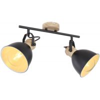 Globo Lighting Wiho lampa podsufitowa 2x40W czarny/drewno 54018-2S