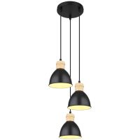 Globo Lighting Wiho lampa wisząca 3x40W czarna/drewno 54018-3HS