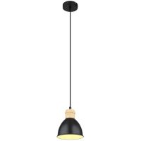 Globo Lighting Wiho lampa wisząca 1x40W czarna/drewno 54018HS