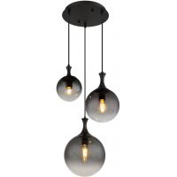 Globo Lighting Dalton lampa wisząca 3x10 W czarna-przydymiona 15885-3H