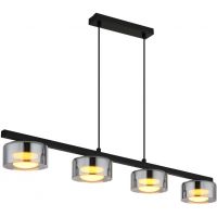 Globo Lighting Higgins lampa wisząca 4x6 W czarna/przydymiona 16055-4HS