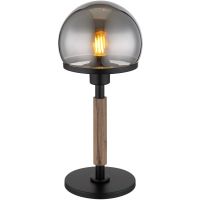 Globo Lighting Haku lampa stołowa 1x40 W czarna-przydymiona-drewno 21954S