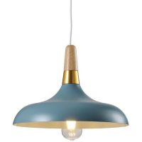 GTV Skandi lampa wisząca 1x40 W złota-niebieska-drewno OS-SKAN3-25-DEC