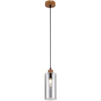 Italux Naster lampa wisząca 1x25 W czarna-drewno PND-23051-1-WO