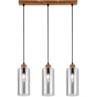 Italux Naster lampa wisząca 3x25 W czarna-drewno PND-23051-3-WO