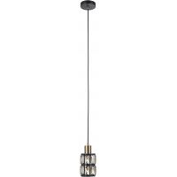 Italux Menfi lampa wisząca 1x40 W czarna-mosiądz-kryształ PND-44236-1-BK-GD