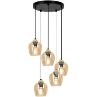 Kaja Tula lampa wisząca 5x15 W czarna-złota-bursztynowa K-5607