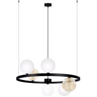 Kaja Saturno lampa wisząca 6x10 W biała-czarna-bursztynowa K-5695