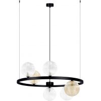 Kaja Saturno lampa wisząca 6x10 W czarna-przezroczysta-bursztynowa K-5697