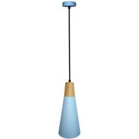 Outlet - Ledea Faro lampa wisząca 1x40W niebieska/drewno 50101258