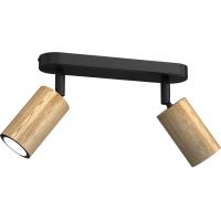 Luminex Nisse lampa podsufitowa 2x8W czarny/drewno 7050