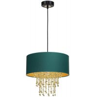 Milagro Almeria lampa wisząca 1x60W czarna/zieleń butelkowa/złota/kryształ MLP6451