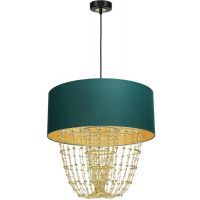 Milagro Almeria lampa wisząca 1x60W czarna/zieleń butelkowa/złota/kryształ MLP6452