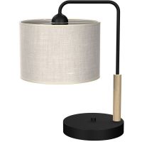 Milagro Atlanta lampa stołowa 1x40W czarna/beżowa MLP7453