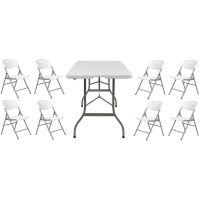 Mirpol Vivid zestaw mebli ogrodowych 8-osobowy stół i krzesła biały (VIVID244C, VIVID56)