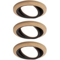 Paulmann Lanati lampa do zabudowy 3x6 W czarna-drewno 92237