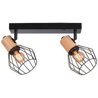 Paulmann Lanka lampa podsufitowa 2x20W czarna/drewno 66767