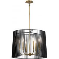 Quintiesse Linara lampa wisząca 6x60 W czarna-mosiądz QN-LINARA-6P-BK