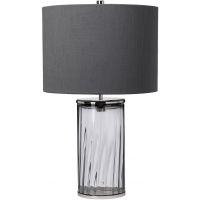 Quintiesse Reno lampa stołowa 1x60 W polerowany nikiel/szary QN-RENO-SMOKE-PN