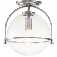Quintiesse Somerset lampa podsufitowa 1x60 W przezroczysta-szczotkowany nikiel QN-SOMERSET-F-C-BN