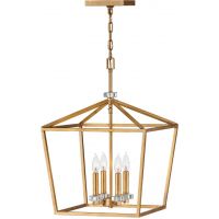 Quintiesse Stinson lampa wisząca 4x60 W czarna-postarzany mosiądz QN-STINSON-4P-L-DBR