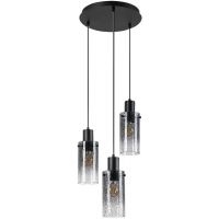Rabalux Fumea lampa wisząca 3x60 W czarna-przydymiona 72038