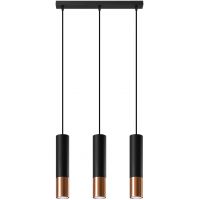 Sollux Lighting Loopez lampa wisząca 3x40W czarna/miedź SL.0948