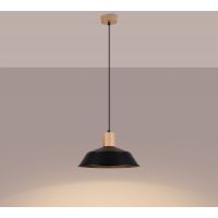 Sollux Lighting Fano lampa wisząca 1x15 W czarna-drewno SL.1322